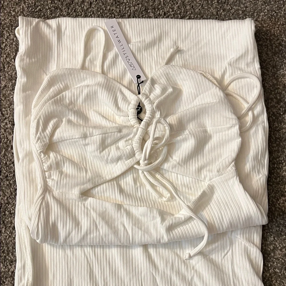 NWT Stillwater, Wide Rib Jules Cut Out Dress, White, Size Small - Picture 5 of 6